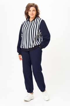 Бомбер, брюки Solomeya Lux 946/449D синий_с_белым_полоска - фото 3