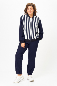 Бомбер, брюки Solomeya Lux 946/449D синий_с_белым_полоска - фото 1