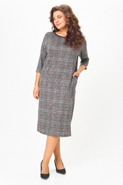 Платье Michel chic 2191 бордо, серый, клетка - фото 2