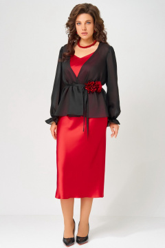 Накидка, платье, пояс, украшение Fita 3201 красно-черный - фото 2