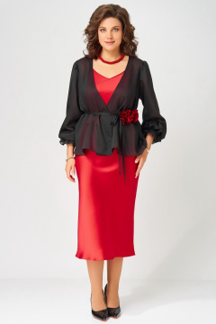 Накидка, платье, пояс, украшение Fita 3201 красно-черный - фото 1