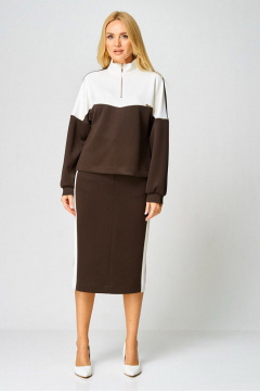 Джемпер, юбка Gamma Gracia 888 коричневый_белый - фото 2