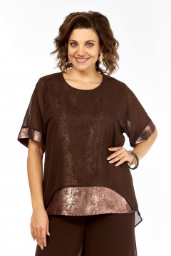 Блуза, брюки БагираАнТа 1080 коричневый+золото - фото 5