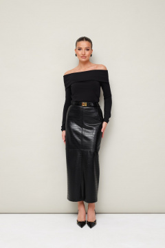 Черная блузка с открытыми плечами и эластичным материалом PUR PUR 11-340 - фото 1