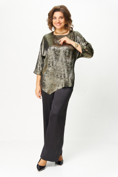 Блуза, брюки БАГРЯНИЦА 5103 черное золото - фото 1