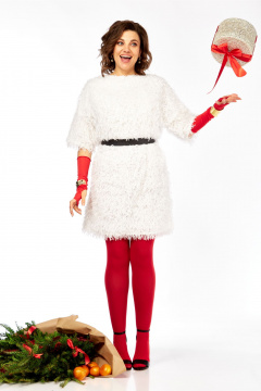 Платье Ольга Стиль Л-435 белое-молоко - фото 4