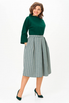 Блуза, юбка Anastasia 1304.1 изумрудный/гусиная_лапка - фото 4