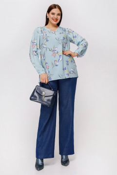 Блуза La rouge 62575 мята-(цветы) - фото 2