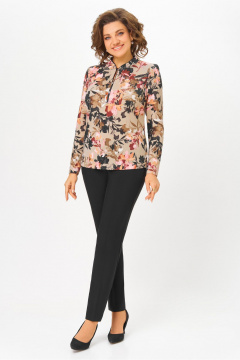 Блуза DaLi 4068.1 беж цветы - фото 1