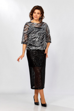 Блуза, топ, юбка Ольга Стиль Л-434 темно-синий - фото 1