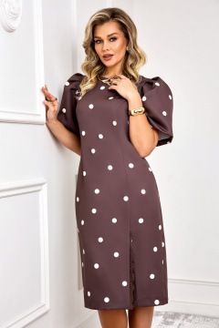 Платье AGATTI 5888-1 шоколадный_с_молочным_горохом - фото 5