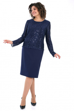 Платье Alani Collection 2458 синий - фото 3