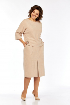 Блуза, юбка Элль-стиль 2441 бежевый - фото 3