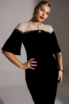 Платье Мода Юрс 25-2874 черный_бежевый - фото 2