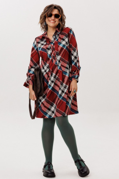 Платье Anelli 1769 бордовая_шотландка - фото 1