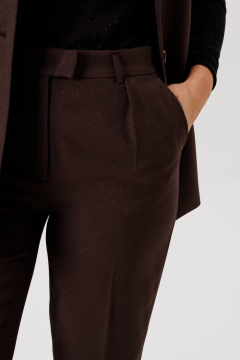 Демисезонный коричневый брючный костюм с жилетом и классическими брюками Fantazia Mod 4978 - фото 5