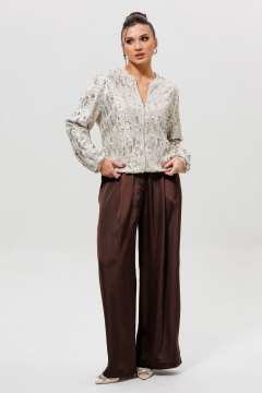 Бомбер, брюки Mislana 1283/1 серебро/шоколад - фото 1