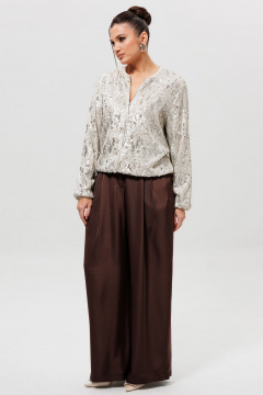 Бомбер, брюки Mislana 1283/1 серебро/шоколад - фото 4