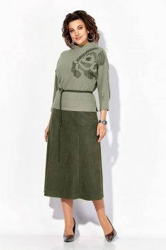 Джемпер, юбка Liliana 1500 олива - фото 3