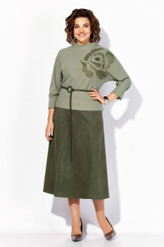 Джемпер, юбка Liliana 1500 олива - фото 1