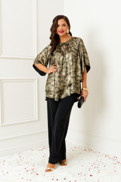 Блуза, брюки Beautiful&Free 6409 черный-золото - фото 1