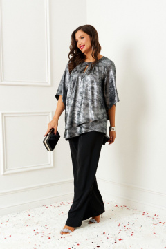 Блуза, брюки Beautiful&Free 6409 черный-серебро - фото 3