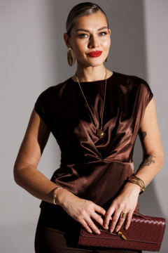 Брюки, топ Мода Юрс 25-2947 коричневый - фото 2