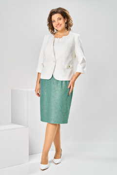 Жакет, платье Romanovich Style 3-2697 белый/зелень - фото 3