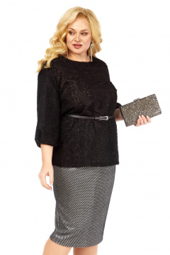 Блуза, юбка Элль-стиль 2442 черный_серебро - фото 3