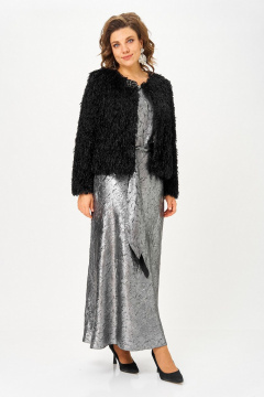 Жакет, платье Koketka i K 1332 серебристый+черный - фото 4