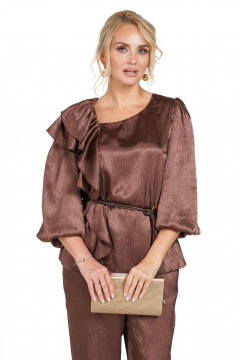 Блуза, брюки Alani Collection 2479 капучино - фото 5