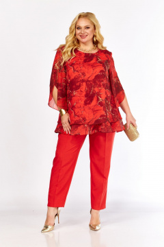 Блуза, брюки Элль-стиль 2263/13 красный - фото 4