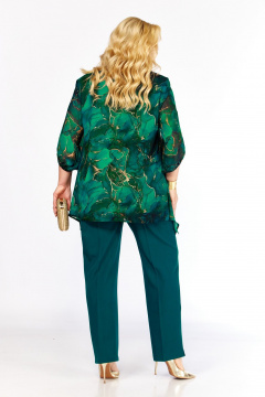 Блуза, брюки Элль-стиль 2263/14 изумруд - фото 3