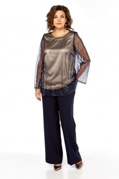 Блуза, брюки Милора-стиль 1407 синий - фото 1