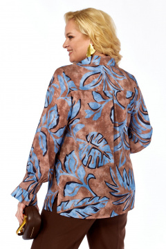 Блуза Элль-стиль 2398/2а коричневый_голубой_принт - фото 5
