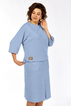 Блуза, юбка Элль-стиль 2441/1 голубой - фото 3