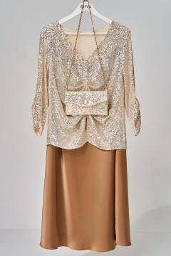 Блуза, клатч, юбка Fita 4151 золотисто-бежевый - фото 2