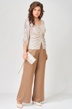 Блуза, брюки, клатч Fita 4152 золотисто-бежевый - фото 2