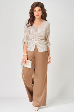 Блуза, брюки, клатч Fita 4152 золотисто-бежевый - фото 1