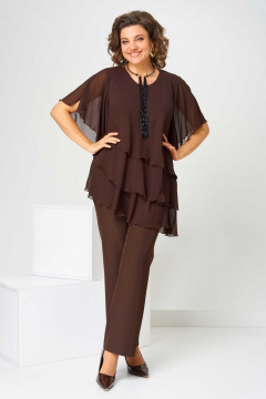 Блуза, брюки Асолия 1512 коричневый - фото 1