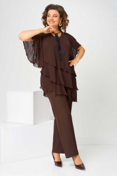 Блуза, брюки Асолия 1512 коричневый - фото 4