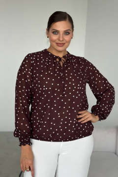 Блуза LindaLux 812 горошек_коричневый - фото 1