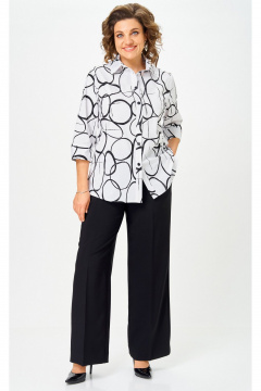 Блуза, брюки БелЭльСтиль 877-3_26_22+601-2_88_22 бело-черный - фото 4