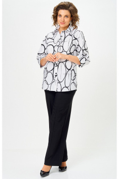 Блуза, брюки БелЭльСтиль 877-3_26_22+601-2_88_22 бело-черный - фото 2
