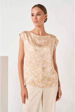 Блуза Nelva 22816 бежевый принт - фото 1
