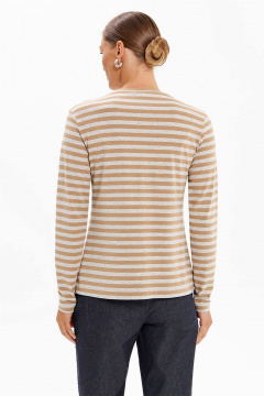 Лонгслив Nelva 23529 серо-бежевый полоска - фото 2