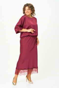 Блуза, юбка Karina deLux M-1410 бордо - фото 1