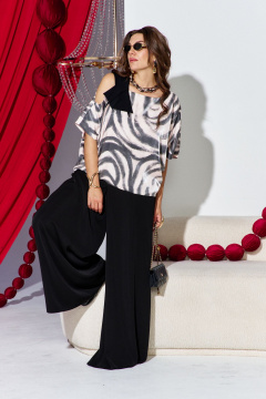 Блуза, брюки Vittoria Queen 26233/1 серо-розовый_черный - фото 3