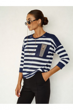 Блуза Nika.PL 0203102 темно-синий - фото 1