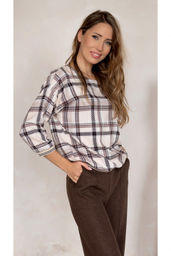Блуза Nika.PL 03084 клетка_беж - фото 3